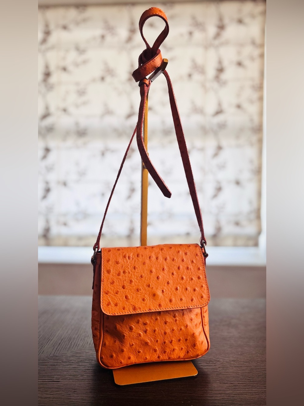 Maurizio Taiuti Genuine Leather Ostrich Embossed Crossbody Made in Italy